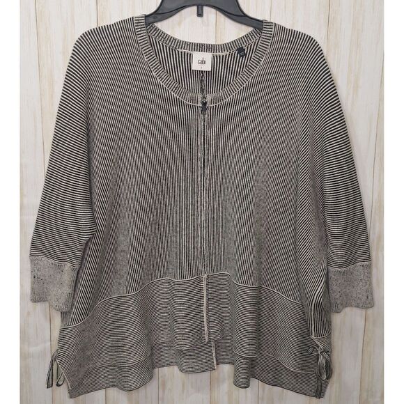Cabi Women's Zip Cardigan/Top Black/White 3/4 Sleeve Side Ties Size Small - Picture 5 of 10